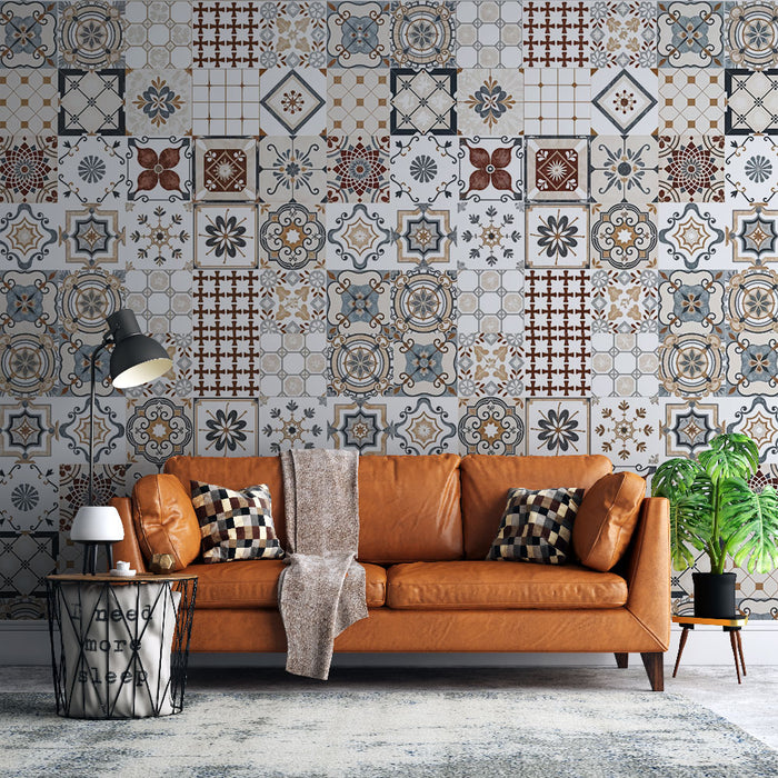 Papier peint mosaïque | Design rétro et coloré