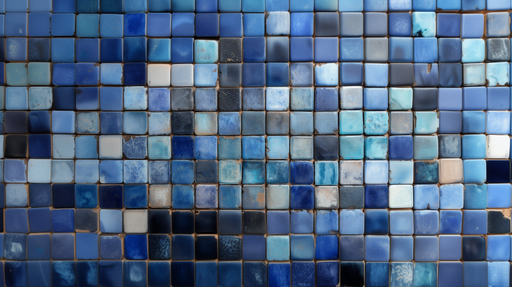 Papier peint mosaïque bleue Carreaux en dégradé aquatique