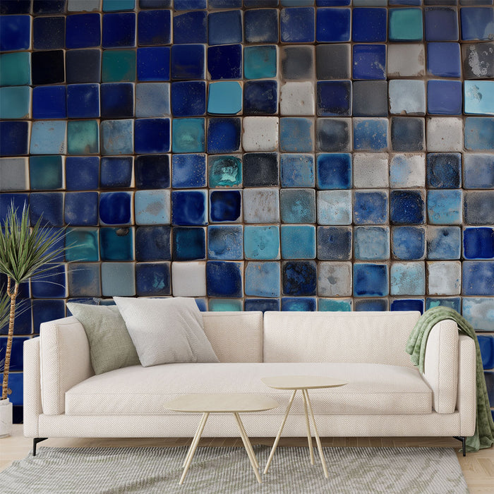 Papier peint mosaïque bleu | Design moderne et rafraîchissant