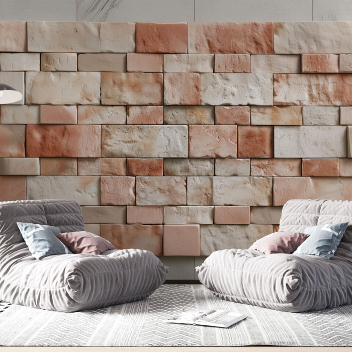 Papier peint brique | Tons terre cuite et crème