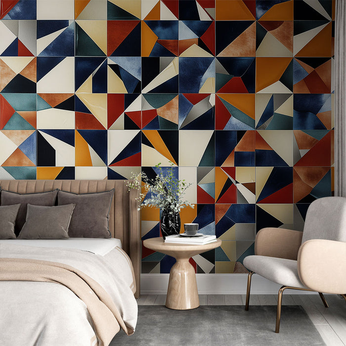 Papier peint moderne avec motifs géométriques colorés pour chambre élégante et contemporaine