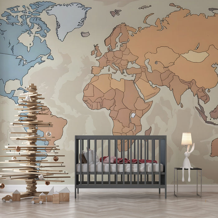 Papier peint carte du monde | Illustration pastel artistique