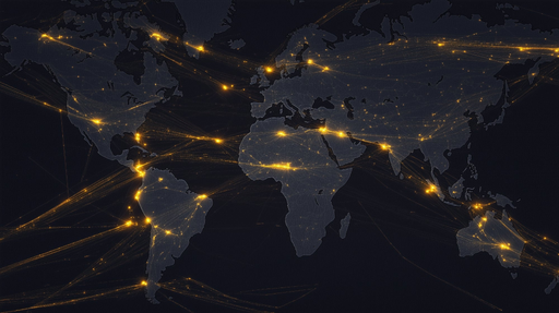 Papier peint carte du monde Réseau lumineux global