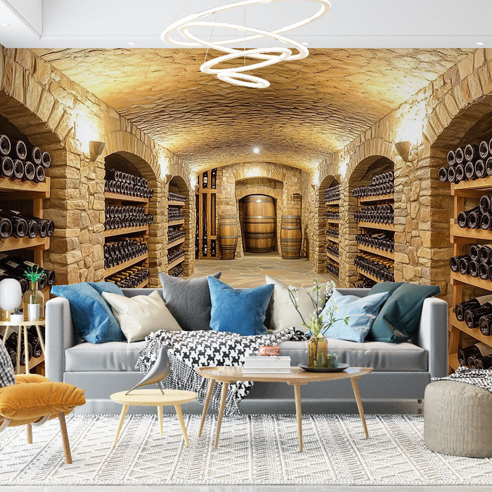 Wallpaper Cave à Vin | Ambiance Rustique et Élégante