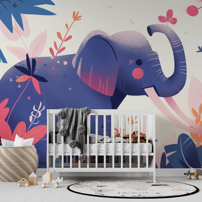 Papier peint éléphant | Forêt magique aux couleurs vives