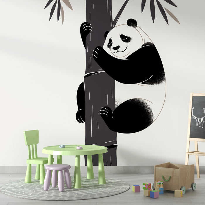 Papier peint panda | Câlin sur l'arbre