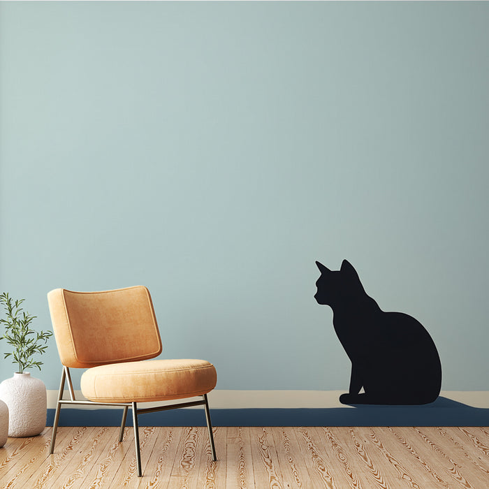 Papier peint silhouette de chat | Design minimaliste et élégant