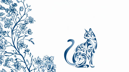 Papier peint floral chat Design artistique en bleu
