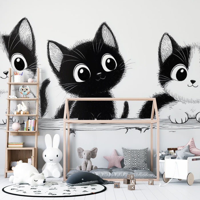 Papier peint chaton | Trio de chats mignons