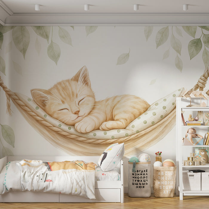 Papier peint chaton | Douceur féline sur hamac