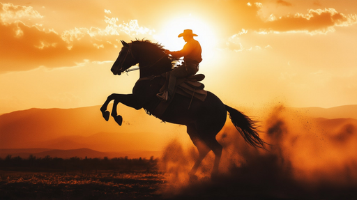 Papier peint cowboy Silhouette au coucher du soleil