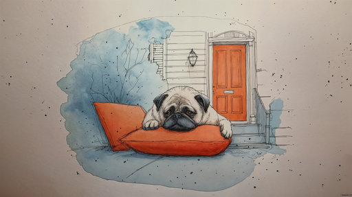 Papier peint bouledogue Illustration amusante
