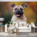Papier peint mural avec chien mignon pour salon moderne et chaleureux