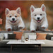 Papier peint chiots joyeux avec fond automnal pour salon chaleureux