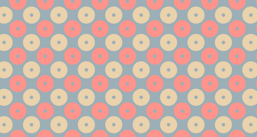 Papier peint cercles géométriques Motifs rétro en bleu, corail et beige