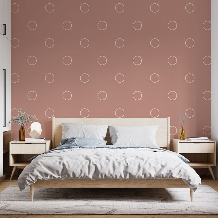 Papier peint à pois | Design rétro sur fond rose