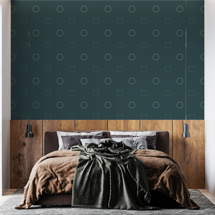 Papier peint cercles | Motif géométrique minimaliste vert