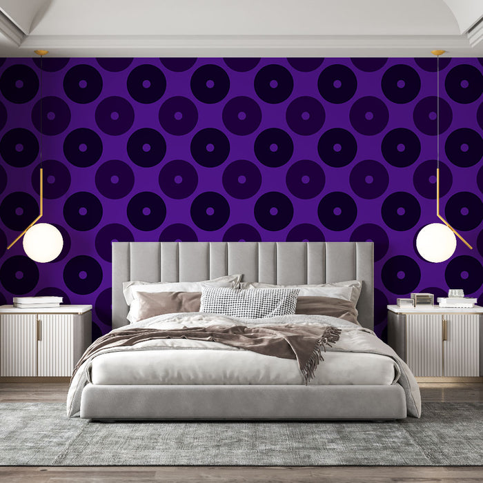 Papier peint cercles violets | Design géométrique audacieux