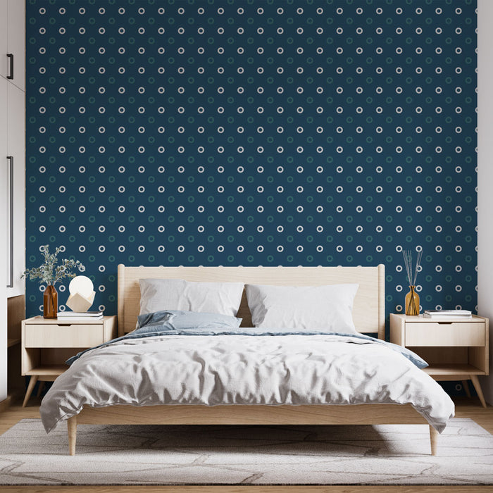 Papier peint pois | Motif bleu marine et blanc