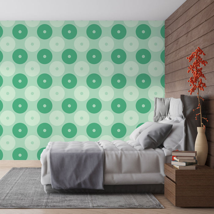 Papier peint vert à motifs circulaires | Design moderne