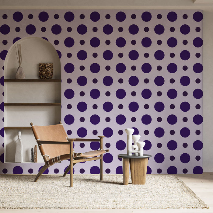 Papier peint pois violets | Design rétro charme