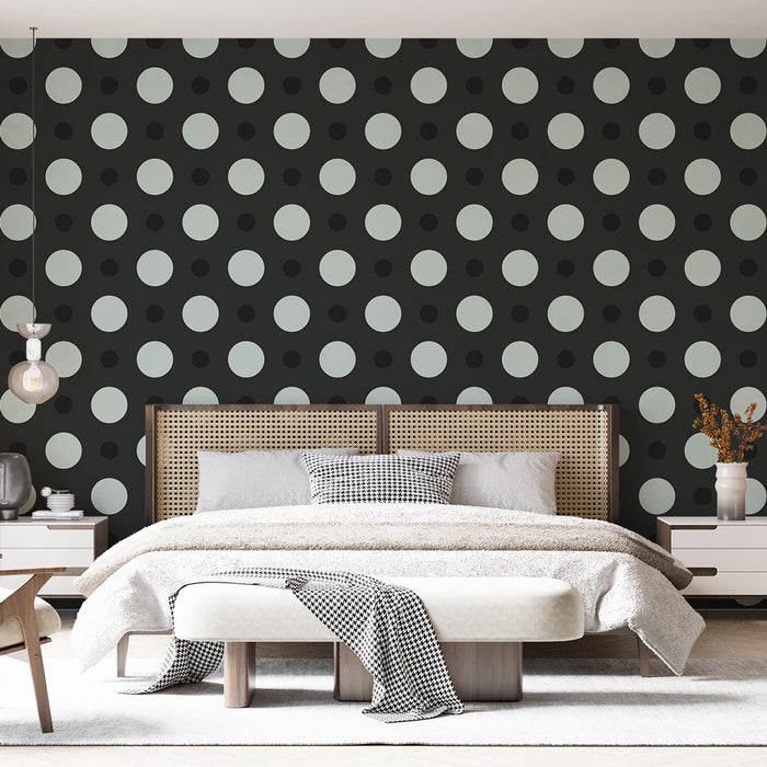 Papier peint pois | Design noir et blanc moderne