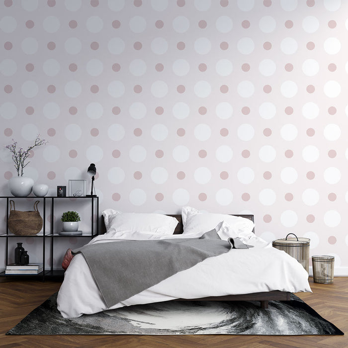 Papier peint à pois | Design rose et blanc