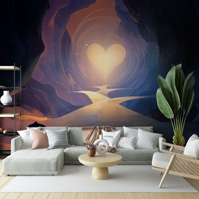 Papier peint caverne mystique | Art digital lumineux