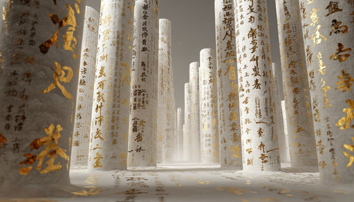 Papier peint calligraphie Élégance dorée sur fond blanc