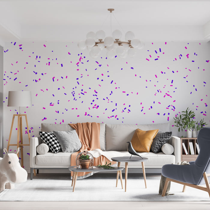 Papier peint confettis | Festif en Rose et Violet