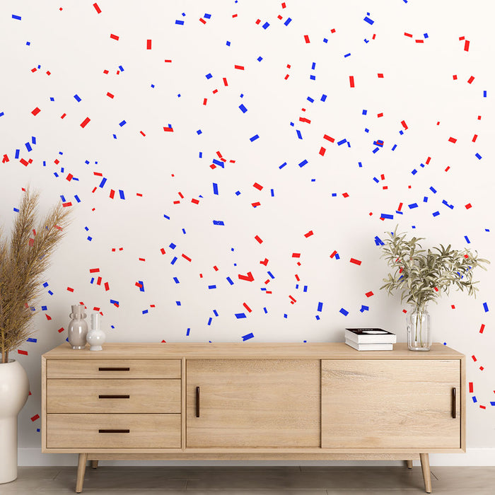 Papier peint confettis | Rouge et Bleu