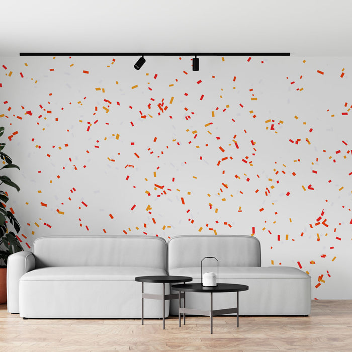 Papier peint confettis | Explosion festive rouge et orange