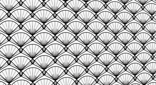 Papier peint éventail Design Art Déco noir et blanc
