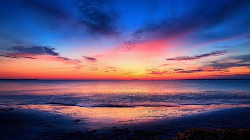 Papier peint coucher de soleil Éclat de couleurs sur mer