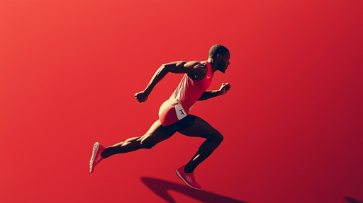 Papier peint sportif Coureur en pleine action sur fond rouge