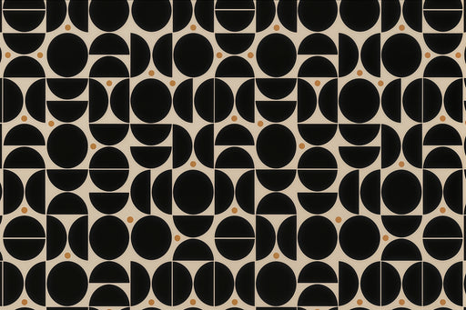 Papier peint géométrique Motif circulaire noir et beige
