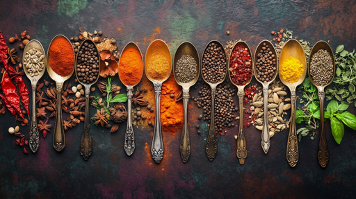 Papier peint épices Mélange de couleurs vives