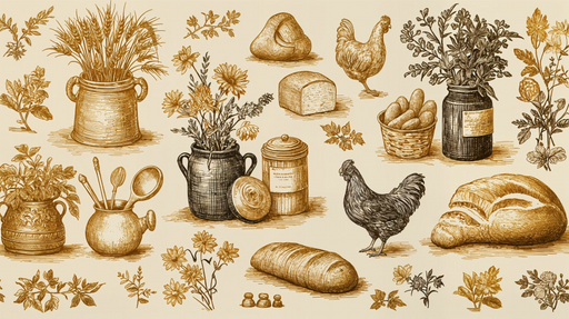 Papier peint rustique Motifs vintage de cuisine