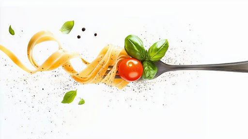 Papier peint cuisine Fourchette avec pâtes et basilic