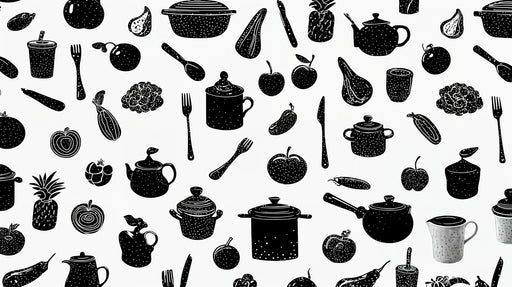 Papier peint cuisine Motifs fruits et ustensiles