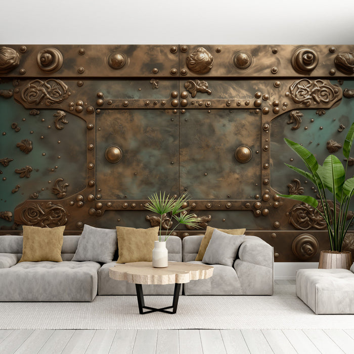 Papier peint ornemental | Métal embossé et détails floraux