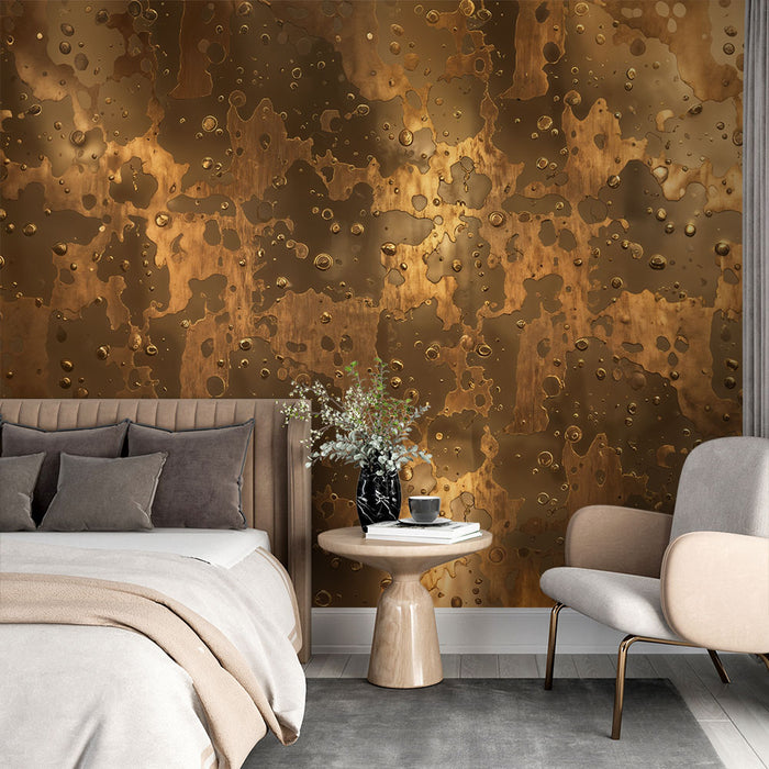 Papier peint métallique | Design abstrait bronze
