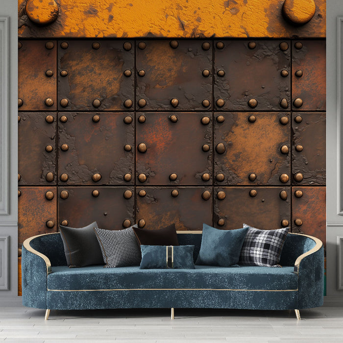 Papier peint industriel | Plaques d'acier rivetées