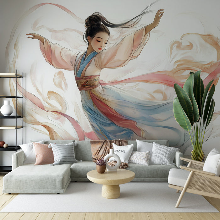 Papier peint danseuse céleste | Art asiatique élégant