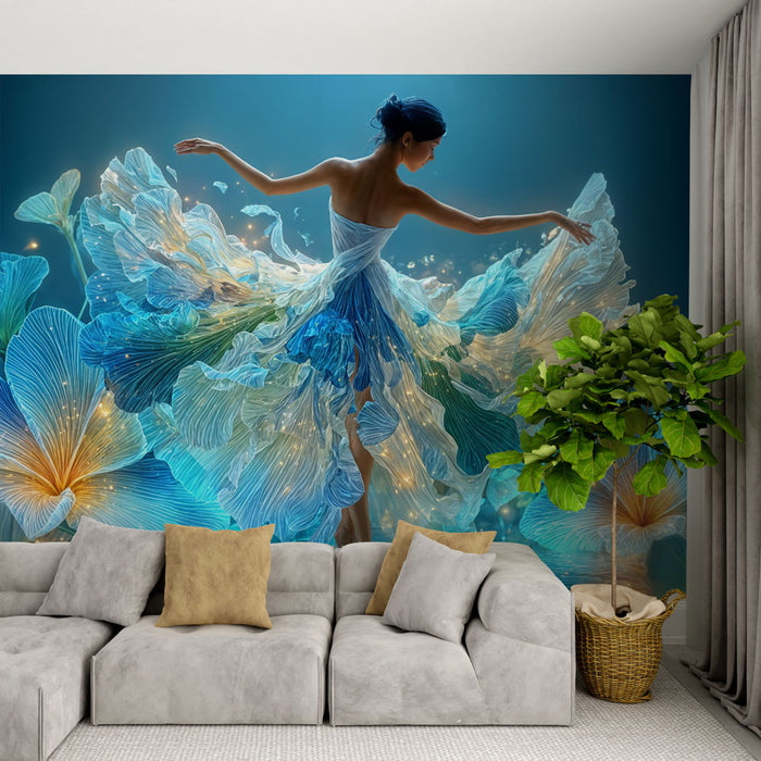 Papier peint danse féerique | Élégance et lumière florale