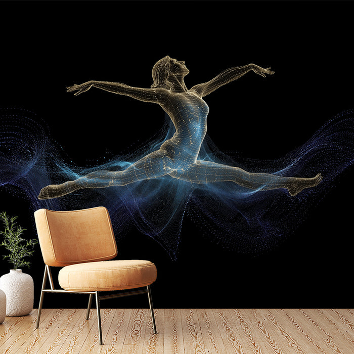Papier peint danseuse numérique | Élan artistique en pointillés