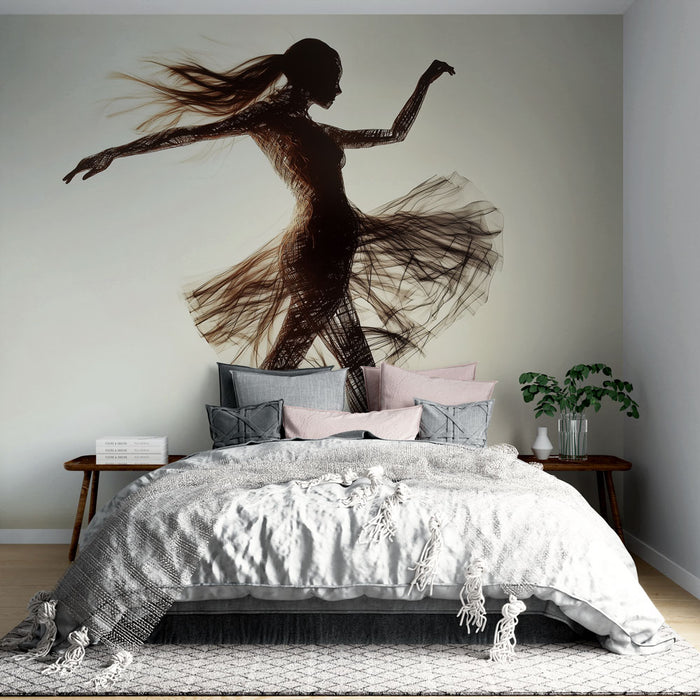 Papier peint artistique silhouette danseuse pour chambre moderne et élégante