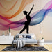 Papier peint artistique danseuse silhouette noire avec dégradé de couleurs pour chambre moderne