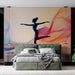 Papier peint artistique danseuse en mouvement avec dégradé de couleurs pour chambre moderne