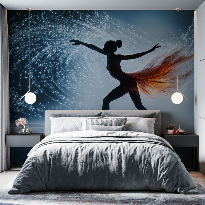 Papier peint artistique danseuse étoile avec effets lumineux pour chambre moderne
